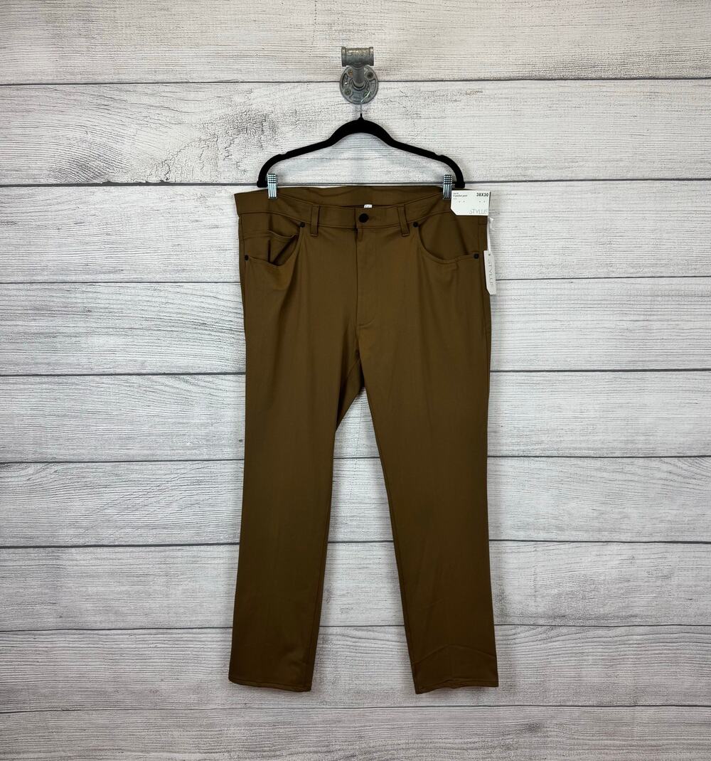 Stylus Men's Carmel Brown Slim Fit 5 Pocket Stretch Pants Size 38x30